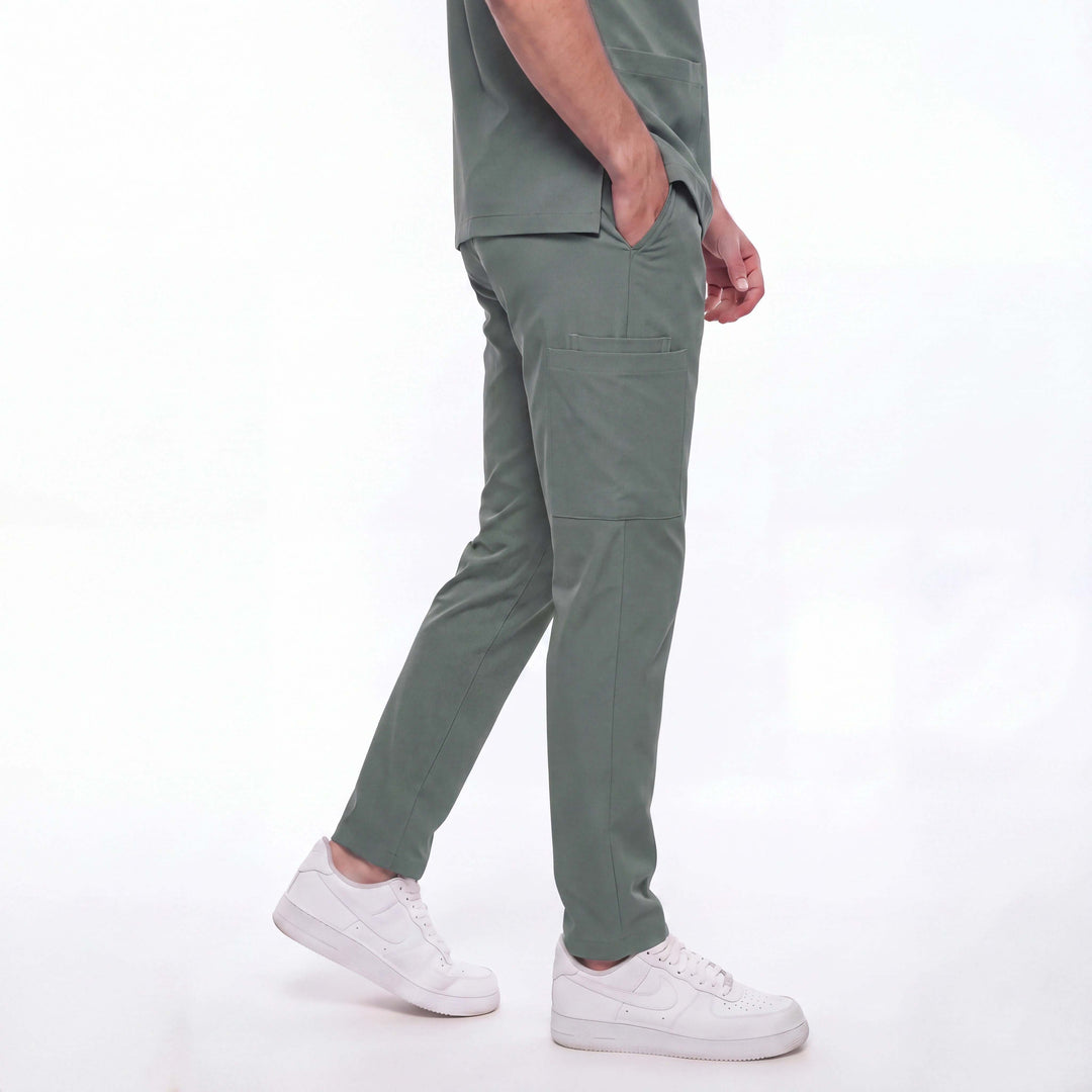 Likralı Zipper Seri Erkek Küf Yeşili Üniforma Takımı