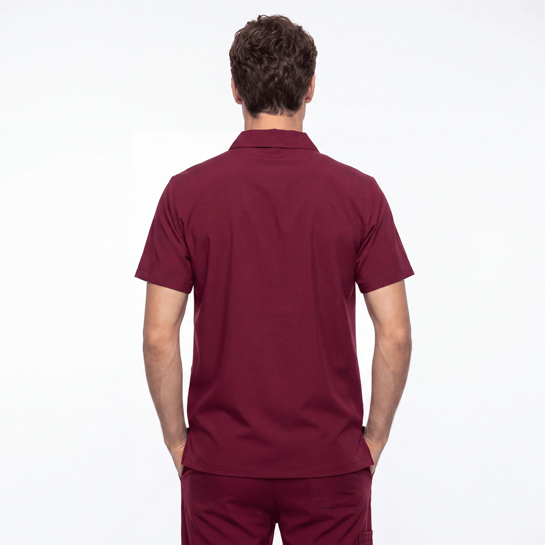 Premium Likralı Snap Seri Erkek Bordo Üniforma Takımı