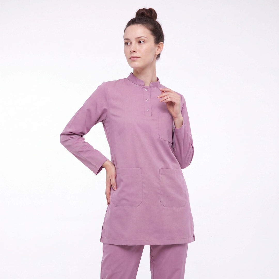 Likralı Tesettür Seri Kadın Aqua Pembe Üniforma Takımı