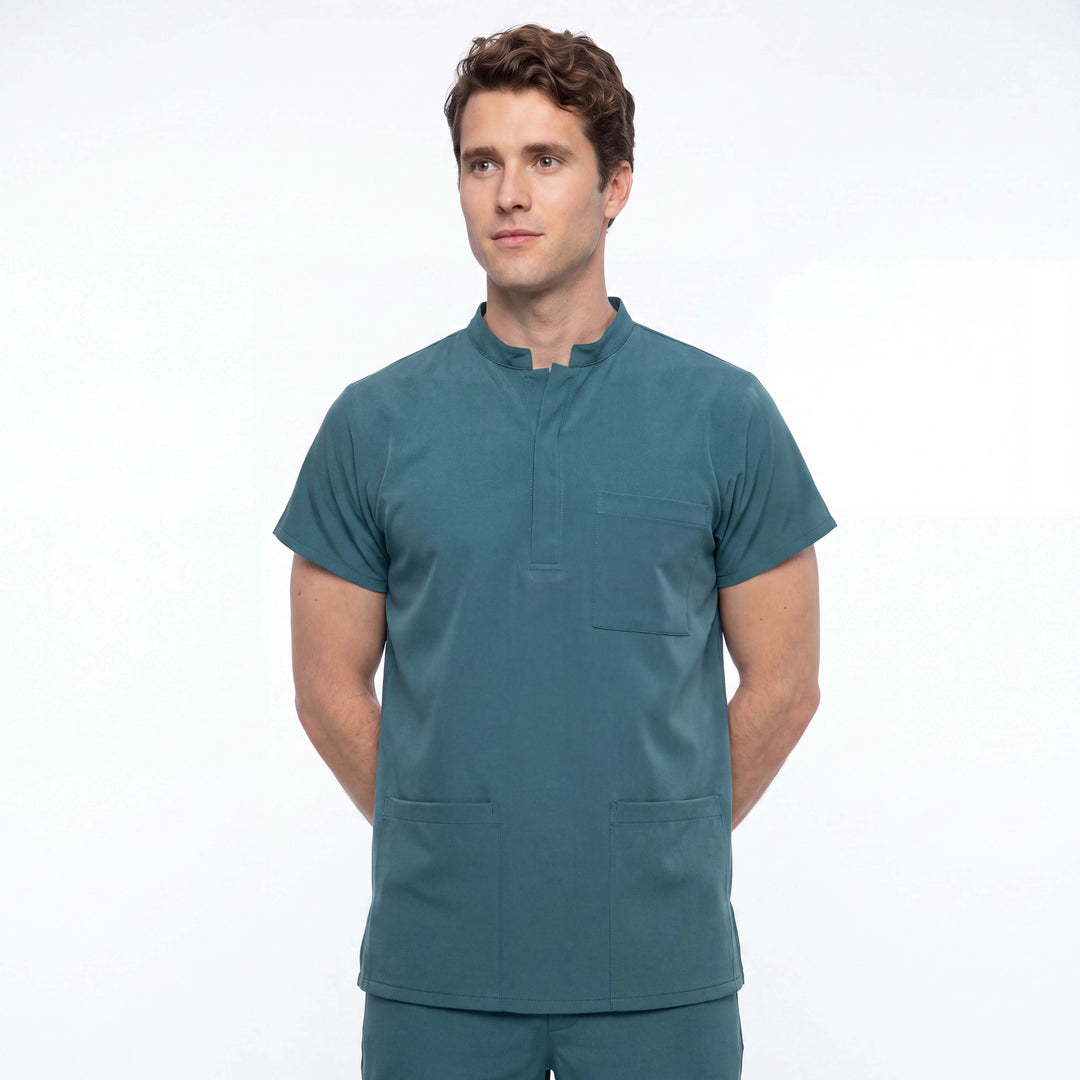 Premium Likralı Snap Seri Erkek  Petrol Yeşili Üniforma Takımı