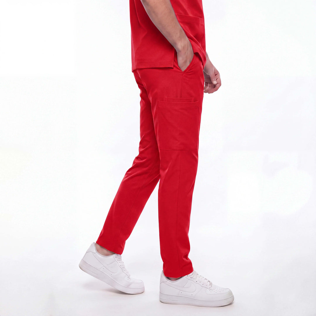 Likralı Zipper Seri Erkek Kırmızı Üniforma Takımı