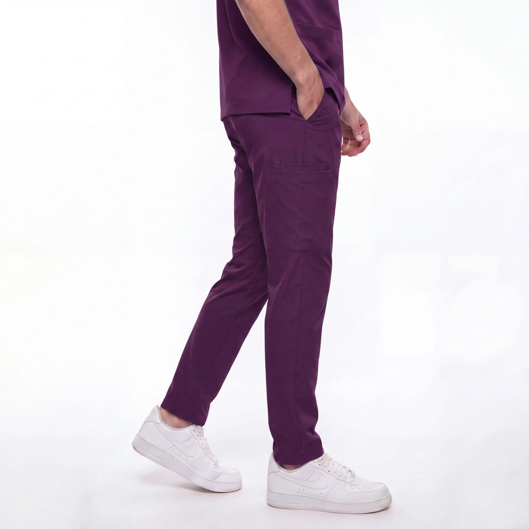 Likralı Zipper Seri Erkek Mürdüm Üniforma Takımı