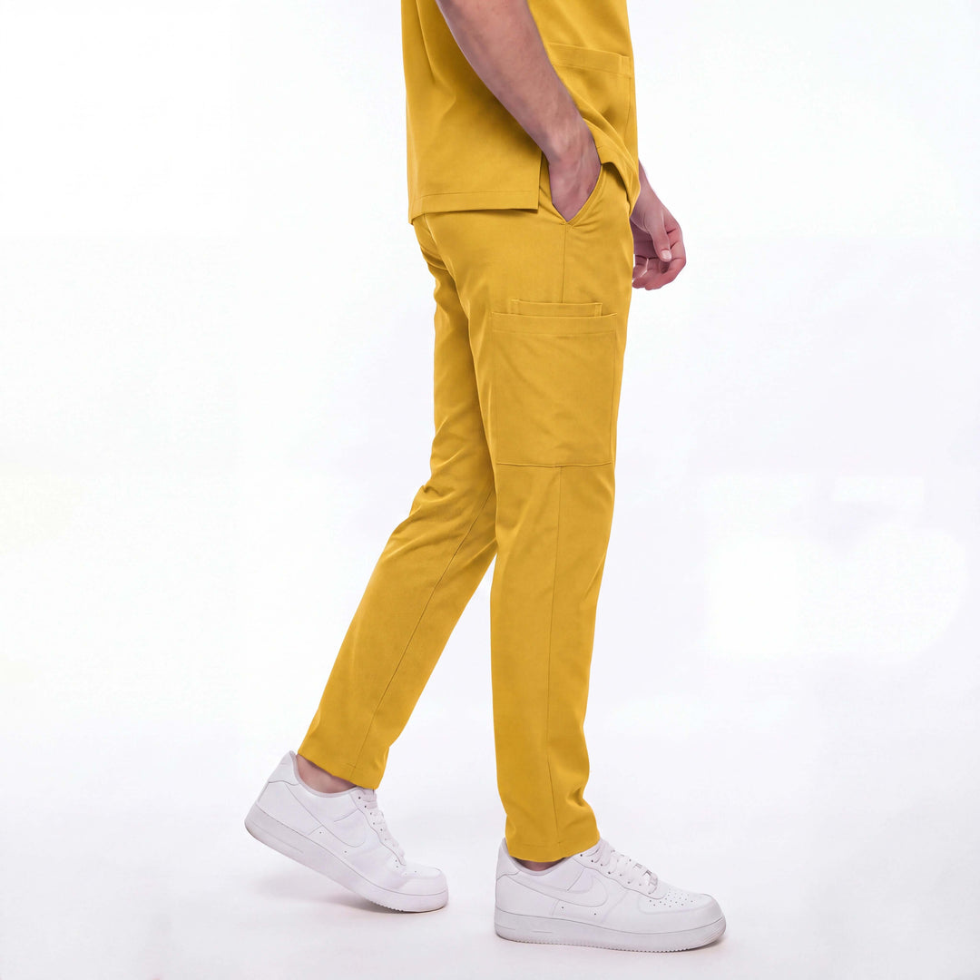 Likralı Zipper Seri Erkek Hardal Sarısı Üniforma Takımı