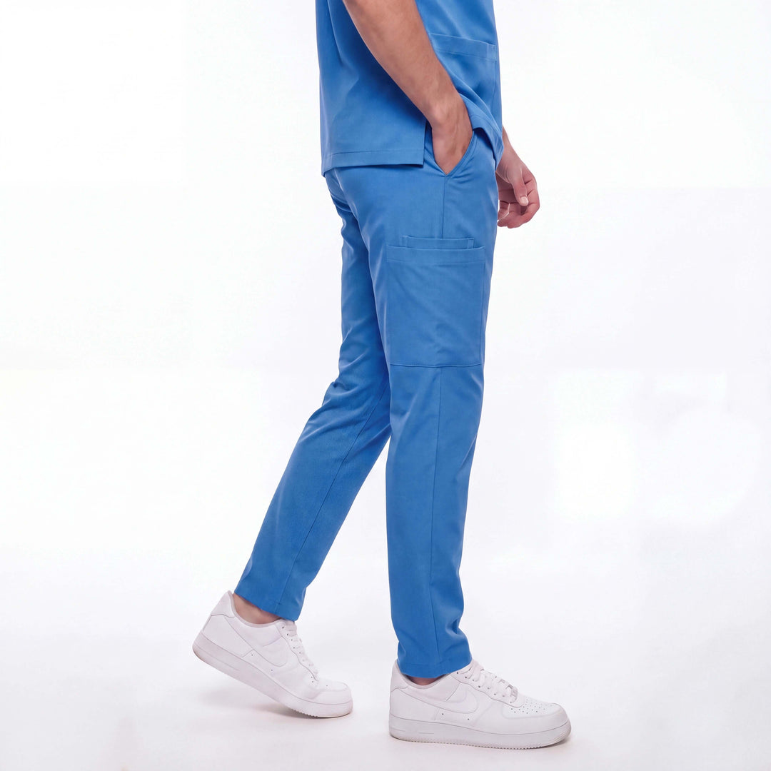 Likralı Zipper Seri Erkek Orta Mavi Üniforma Alt