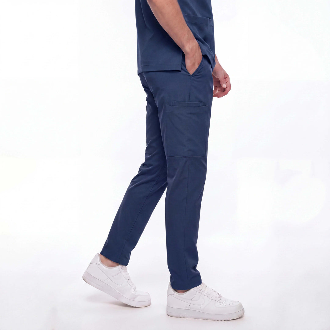 Likralı Zipper Seri Erkek Havacı Mavi Üniforma Takımı