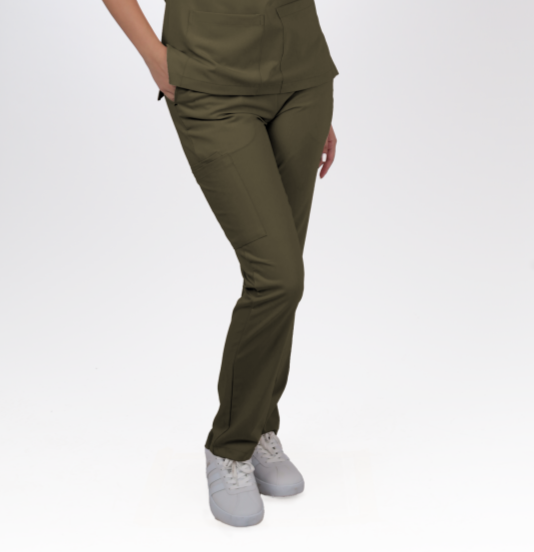 Premium Likralı Zipper Seri Kadın Haki Üniforma Alt