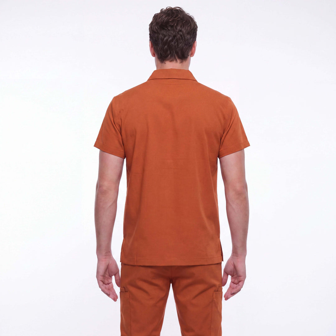 Likralı Zipper Seri Erkek Kiremit Üniforma Üst