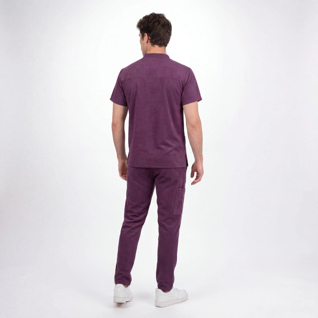 Premium Likralı Lotus Seri Erkek Mürdüm Üniforma Takımı