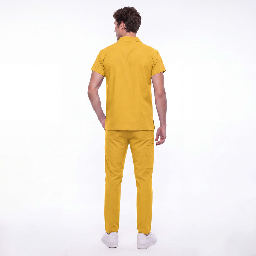 Likralı Zipper Seri Erkek Hardal Sarısı Üniforma Takımı