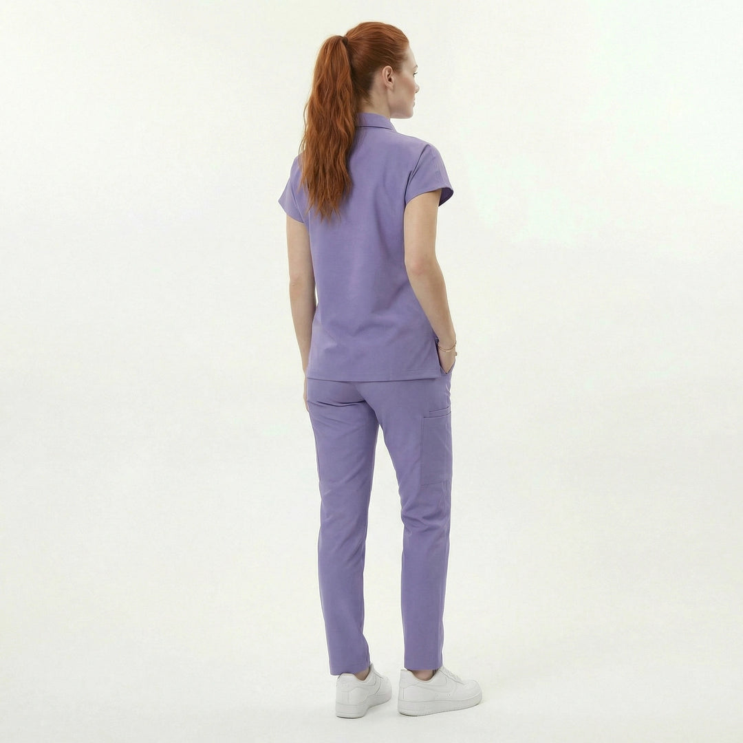 Likralı Zipper Seri Kadın Lila Üniforma Takımı