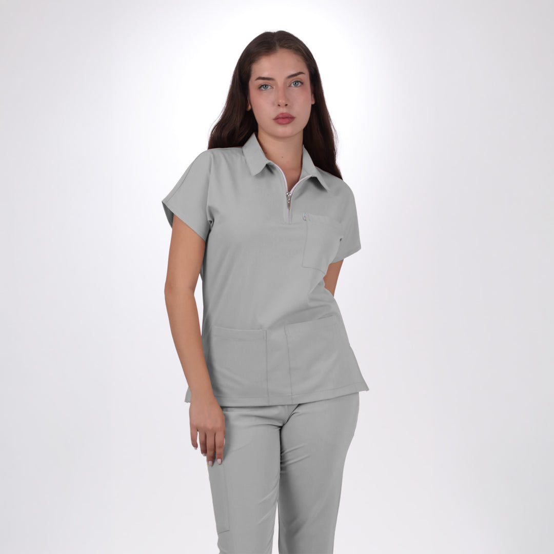 Premium Likralı Zipper Seri Kadın Bulut Mavisi Üniforma Takımı