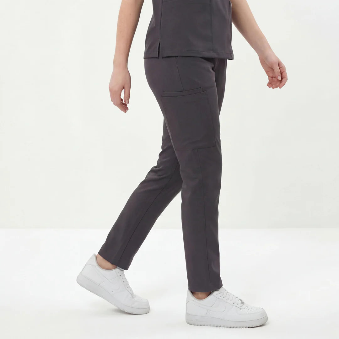 Likralı Zipper Seri Kadın Antrasit Gri Üniforma Alt