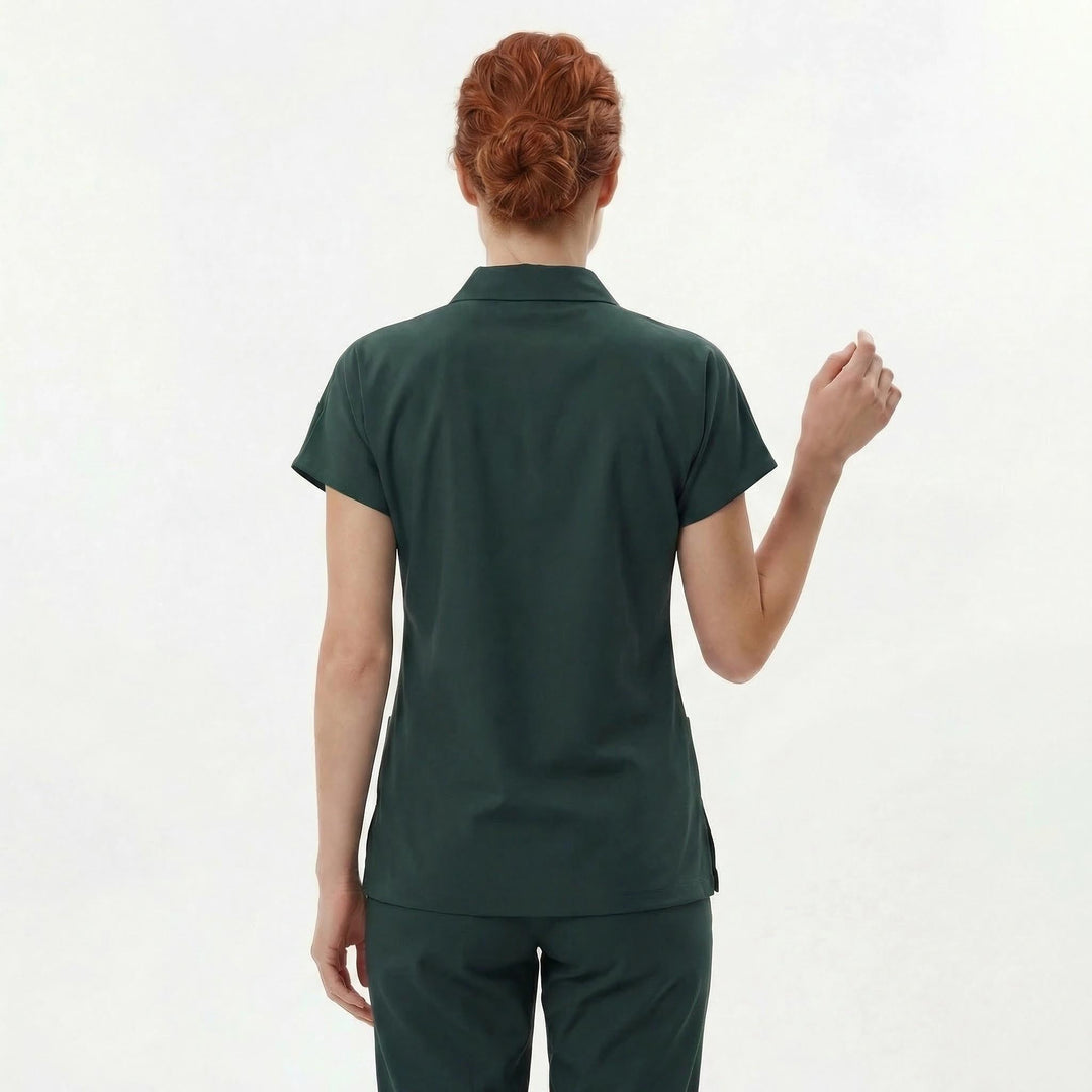 Likralı Zipper Seri Kadın Avcı Yeşili Üniforma Takımı