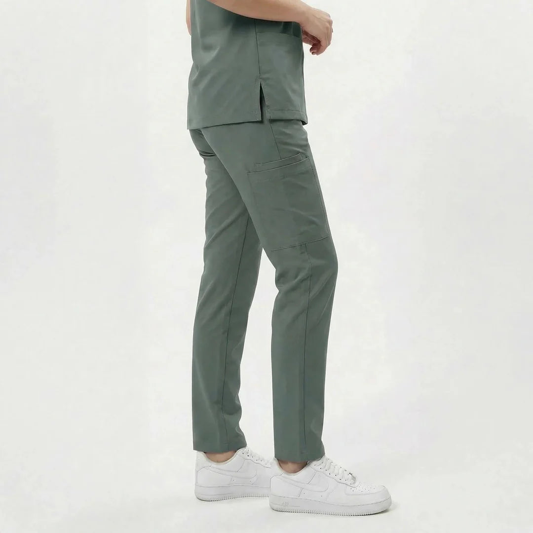Likralı Zipper Seri Kadın Küf Yeşili Üniforma Alt