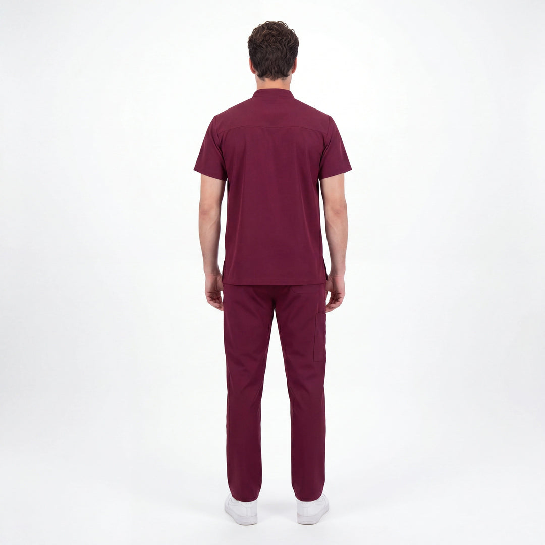 Premium Likralı Lotus Seri Erkek Bordo Üniforma Takımı