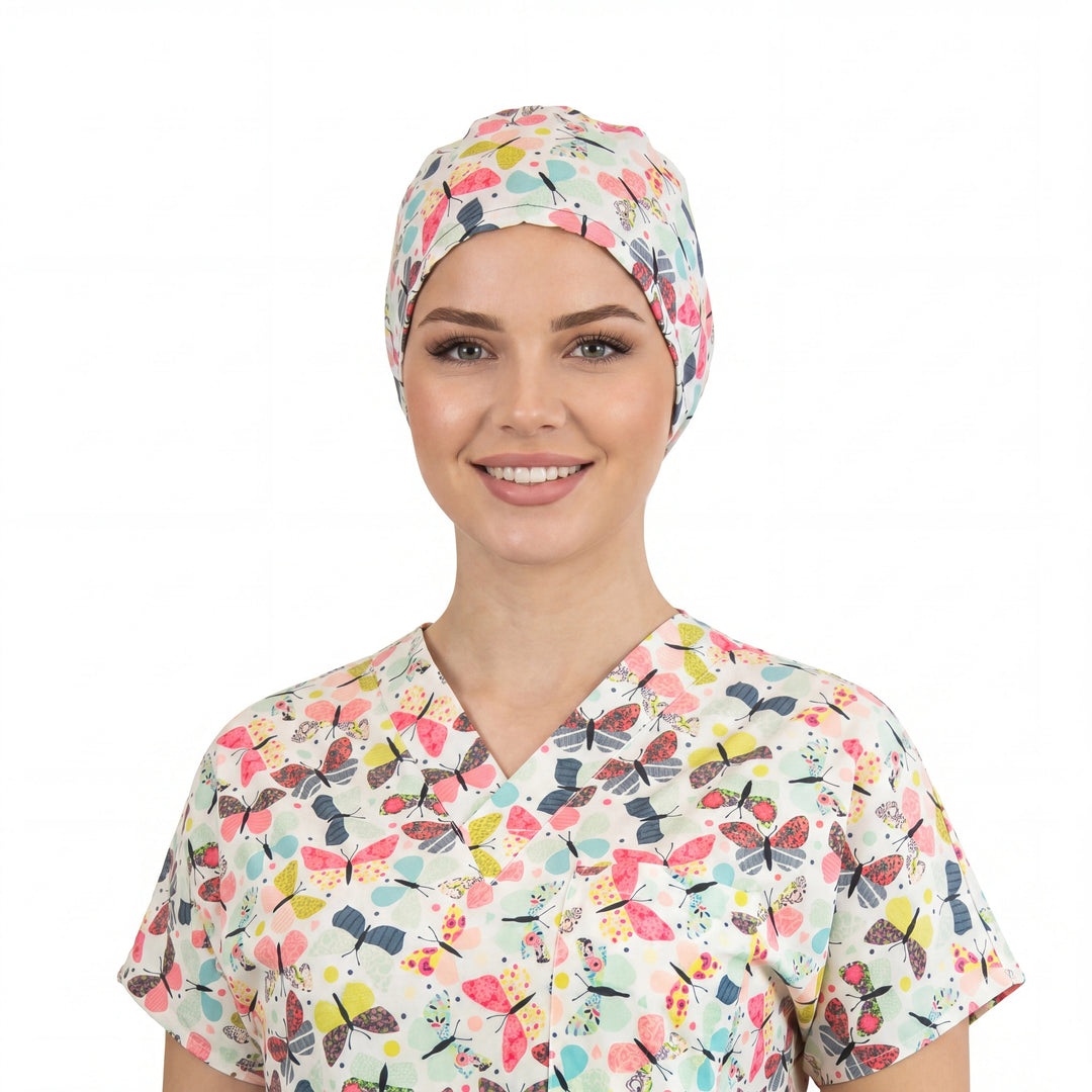 Kelebek Desenli Doktor Hemşire Bonesi - Unisex