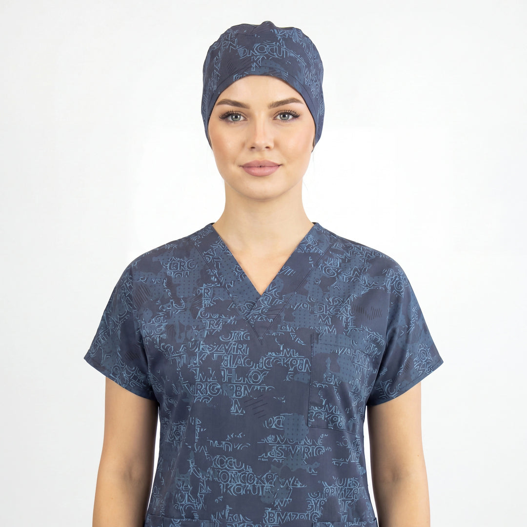 Alfabetik Desenli Doktor Hemşire Bonesi - Unisex