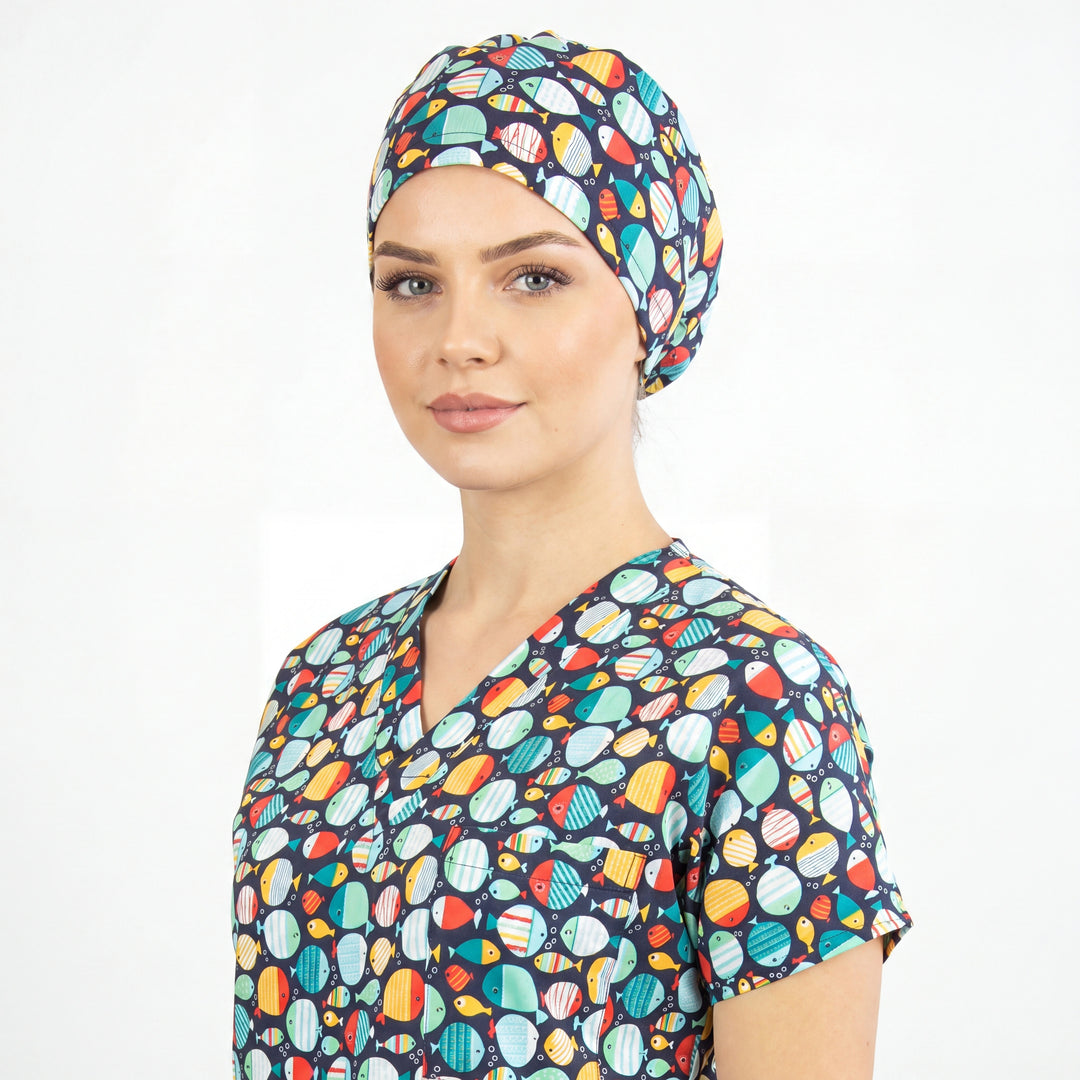 Balık Desenli Doktor Hemşire Bonesi - Unisex