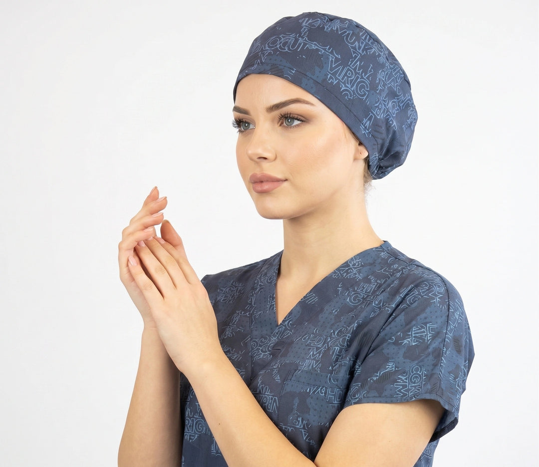 Alfabetik Desenli Doktor Hemşire Bonesi - Unisex