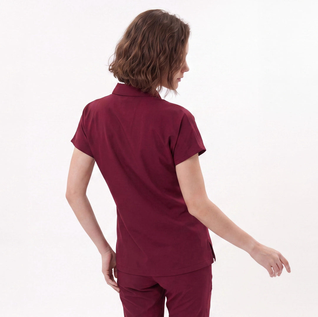 Premium Likralı Zipper Seri Kadın Bordo Üniforma Takımı