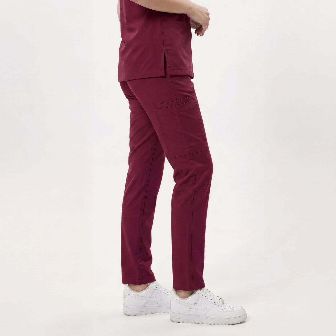 Premium Likralı Zipper Seri Kadın Bordo Üniforma Alt