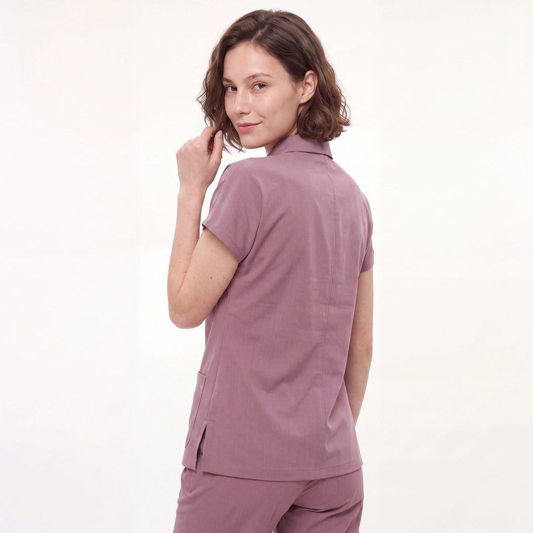 Premium Likralı Zipper Seri Kadın Açık Mürdüm Üniforma Takımı