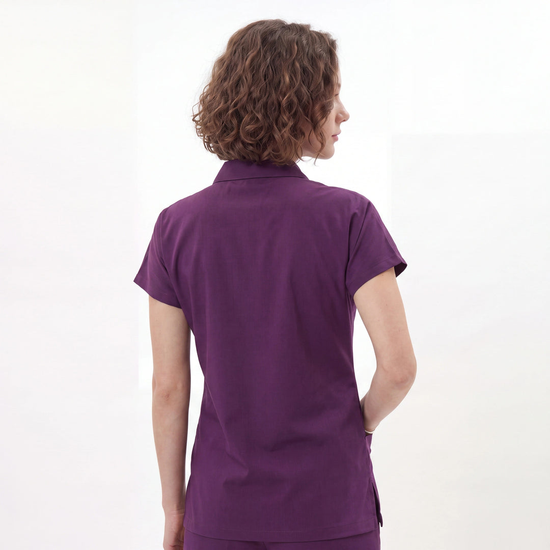 Premium Likralı Zipper Seri Kadın Mor Üniforma Takımı