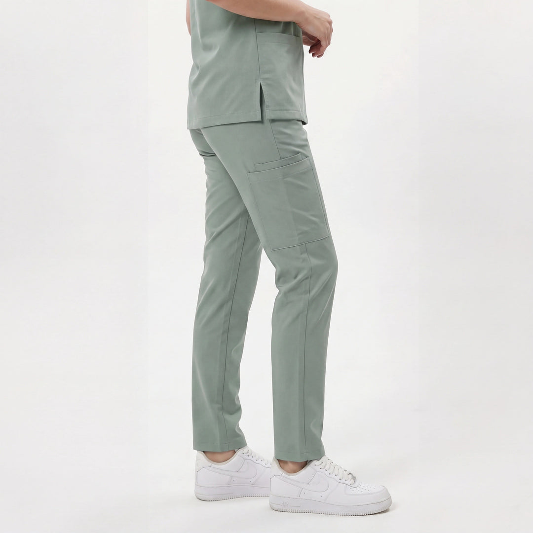 Premium Likralı Zipper Seri Kadın Küf Yeşili Üniforma Takımı
