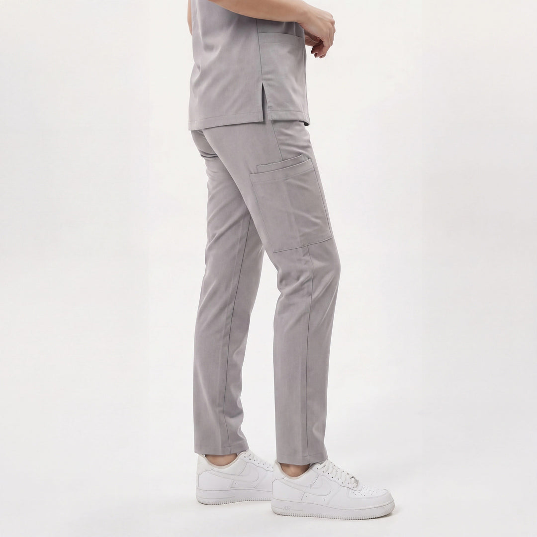 Premium Likralı Zipper Seri Kadın Açık Gri Üniforma Alt
