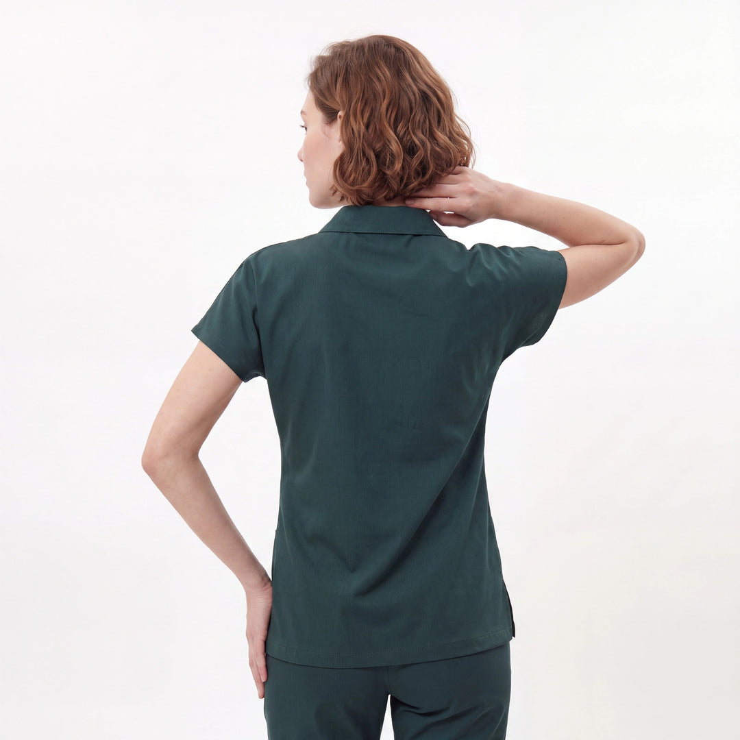 Premium Likralı Zipper Seri Kadın Avcı Yeşili Üniforma Takımı