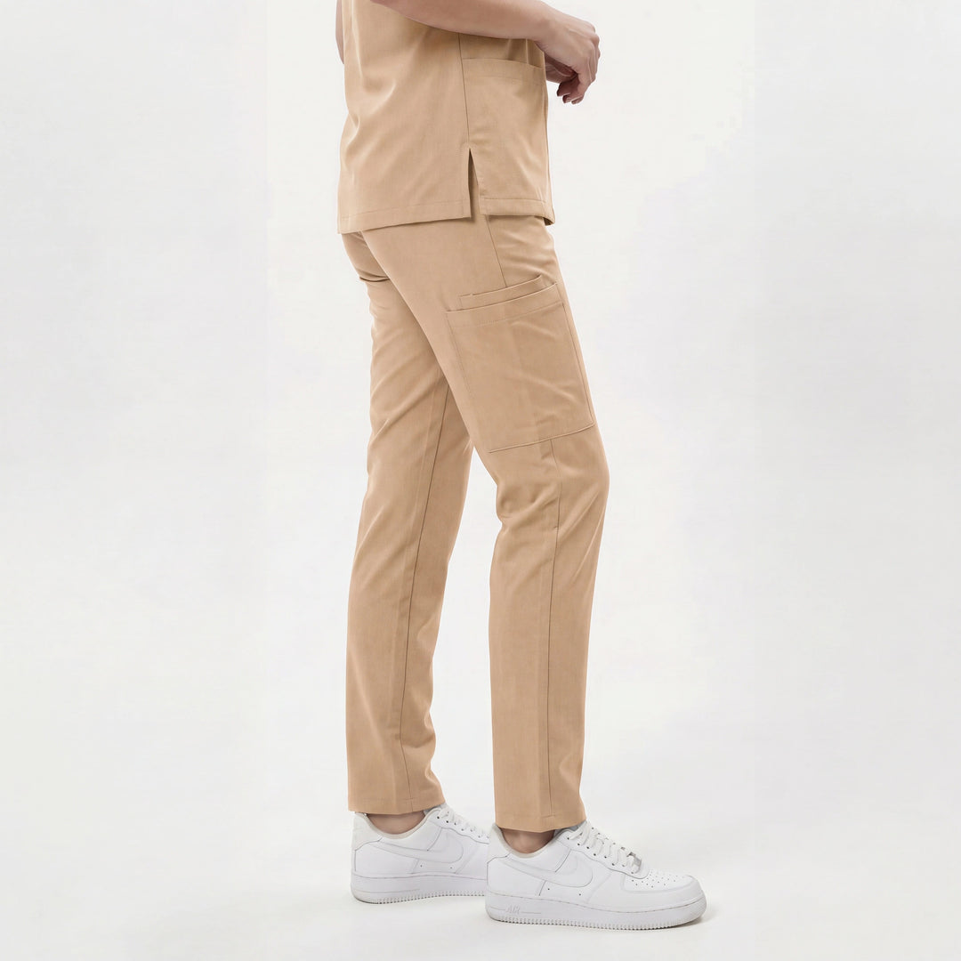 Premium Likralı Zipper Seri Kadın Bej Üniforma Takımı