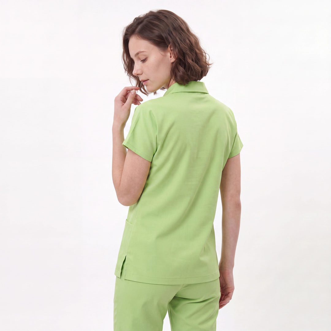 Premium Likralı Zipper Seri Kadın Fıstık Yeşili Üniforma Takımı