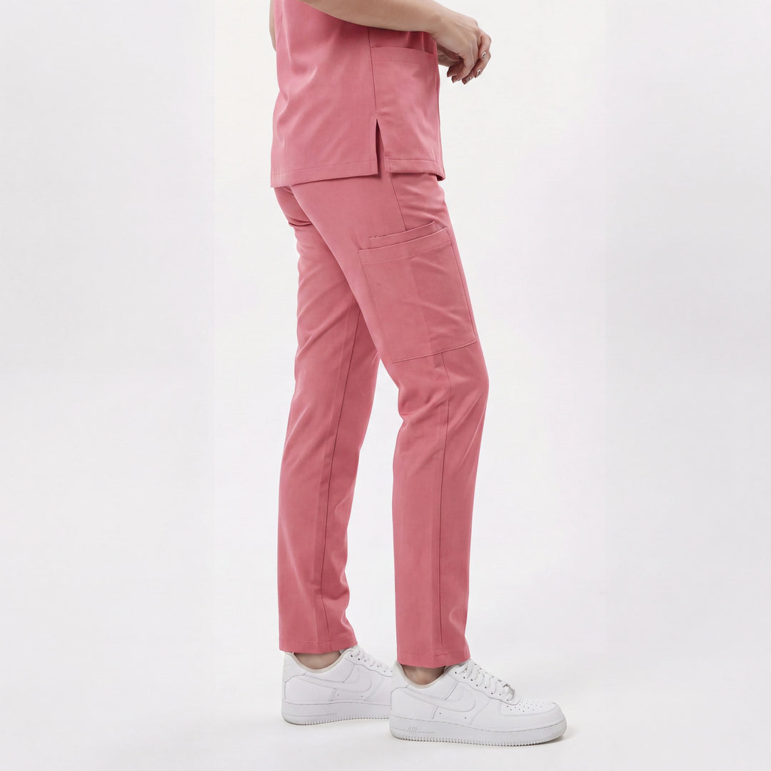 Premium Likralı Zipper Seri Kadın Pembe Üniforma Takımı