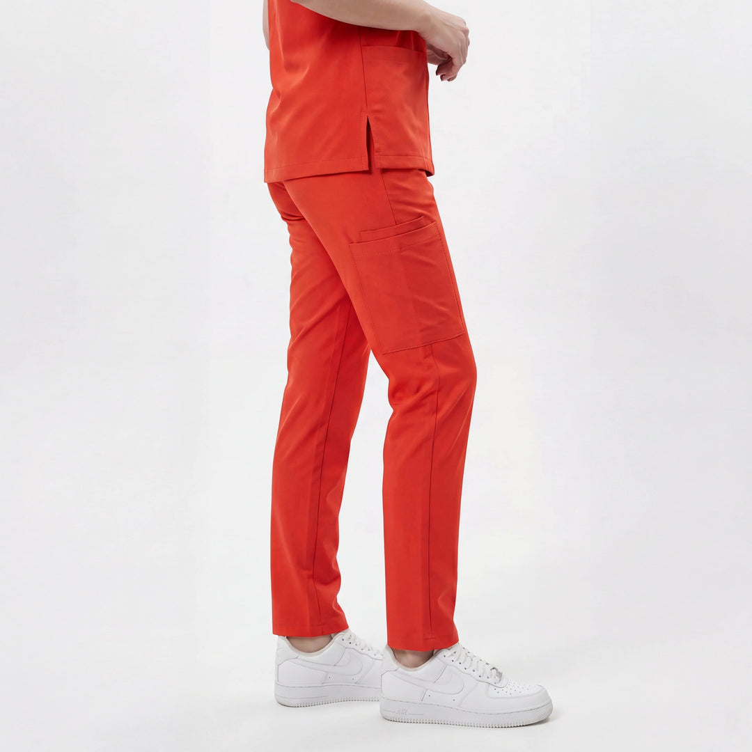 Premium Likralı Zipper Seri Kadın Turuncu Üniforma Alt