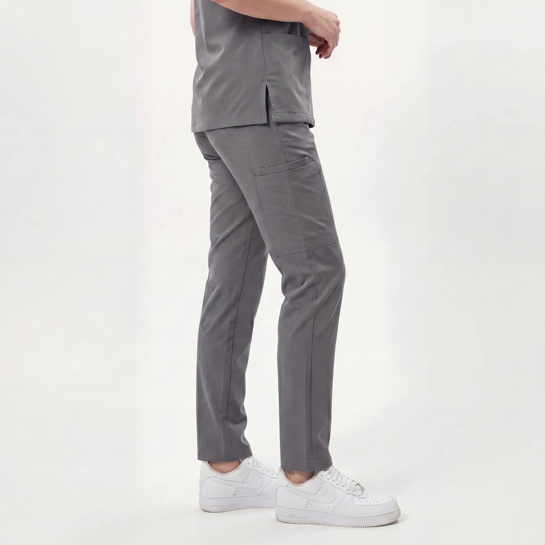 Premium Likralı Zipper Seri Kadın Duman Gri Üniforma Takımı