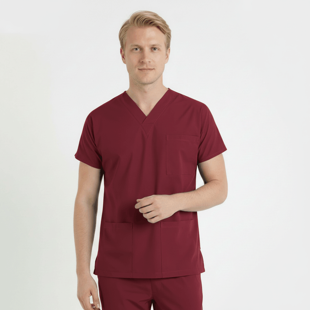 Terycoton Klasik Seri Erkek Bordo Üniforma Üst