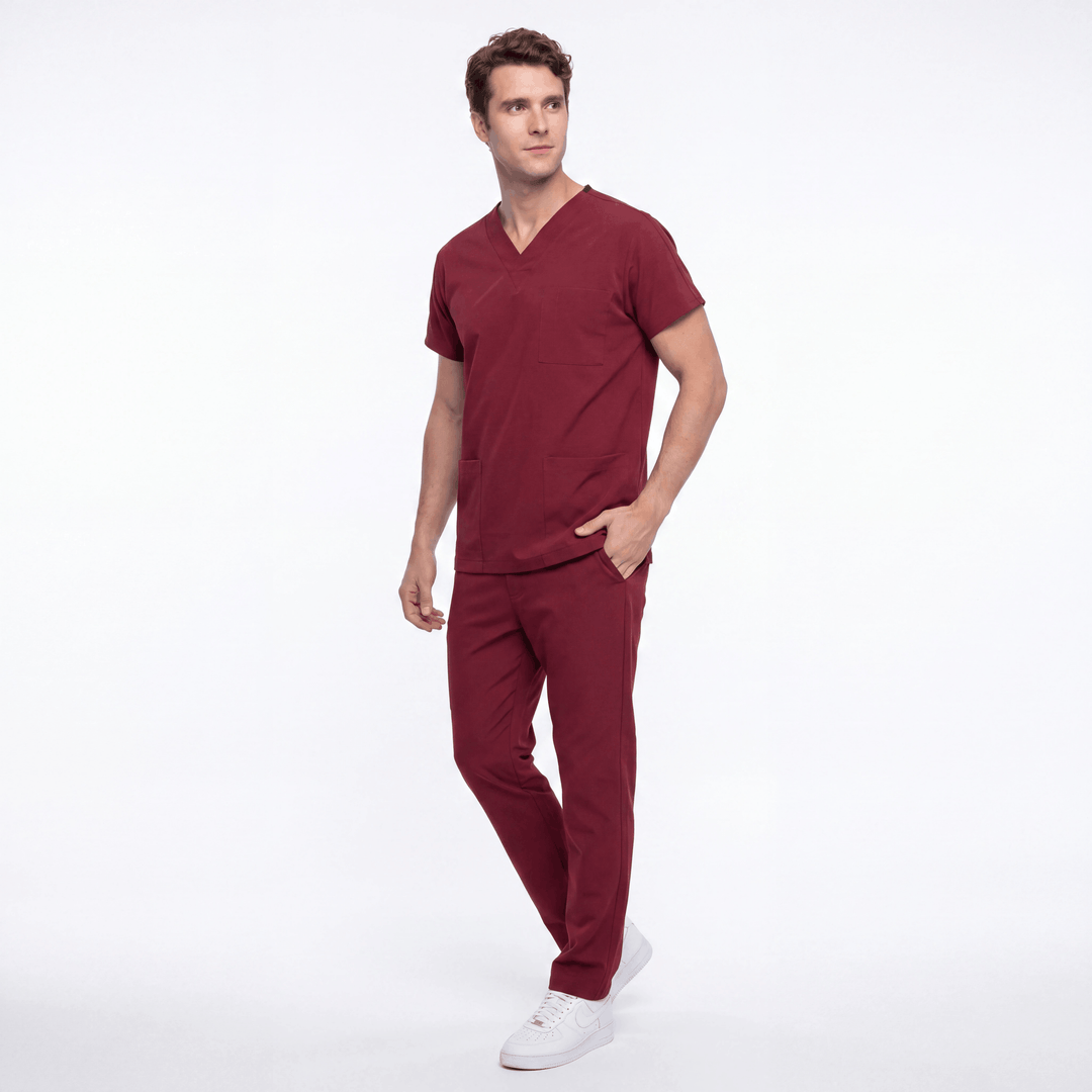 Premium Likralı Klasik Seri Erkek Bordo Üniforma Üst