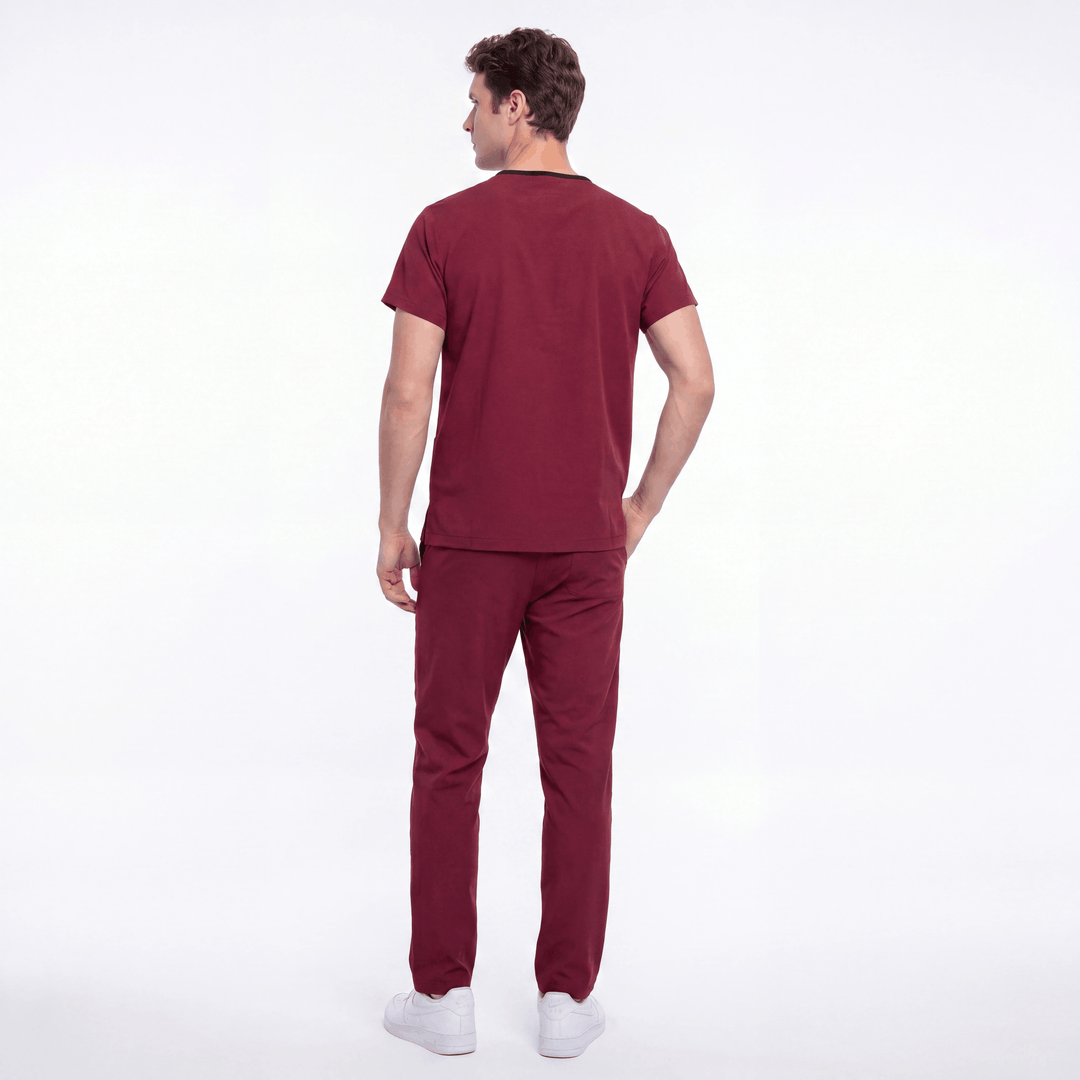 Premium Likralı Klasik Seri Erkek Bordo Üniforma Takımı
