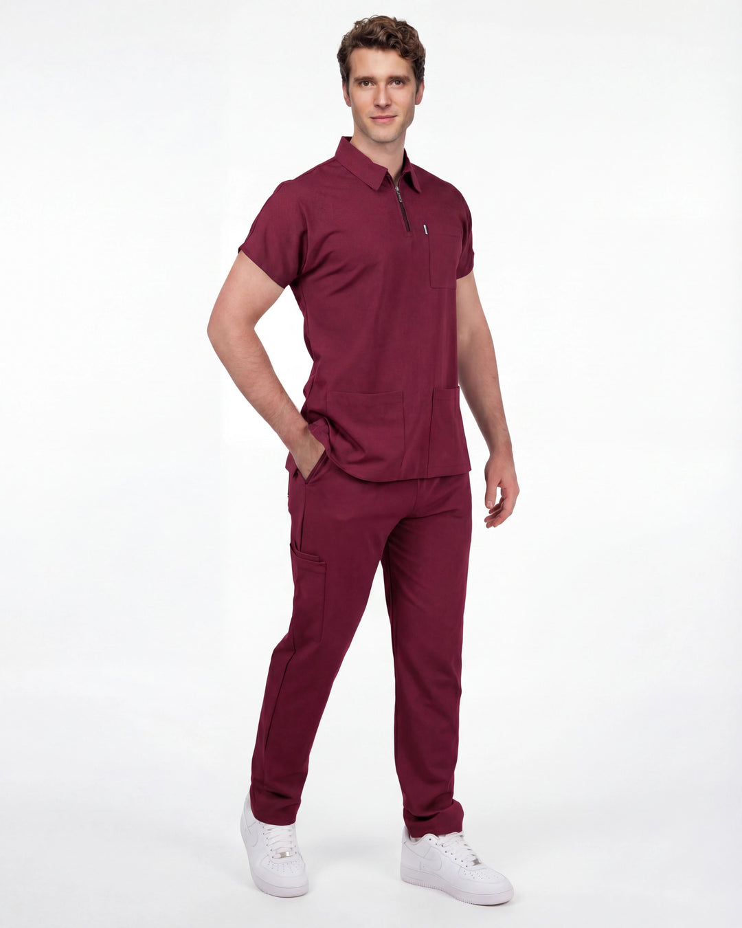 Premium Likralı Zipper Seri Erkek Bordo Üniforma Alt