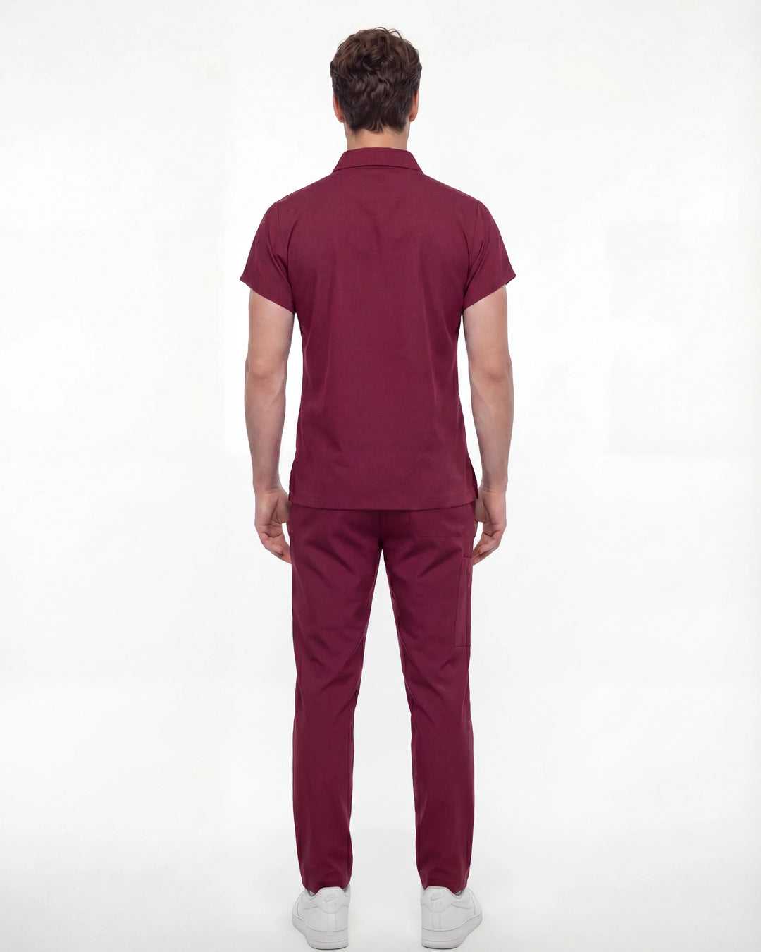 Premium Likralı Zipper Seri Erkek Bordo Üniforma Takımı