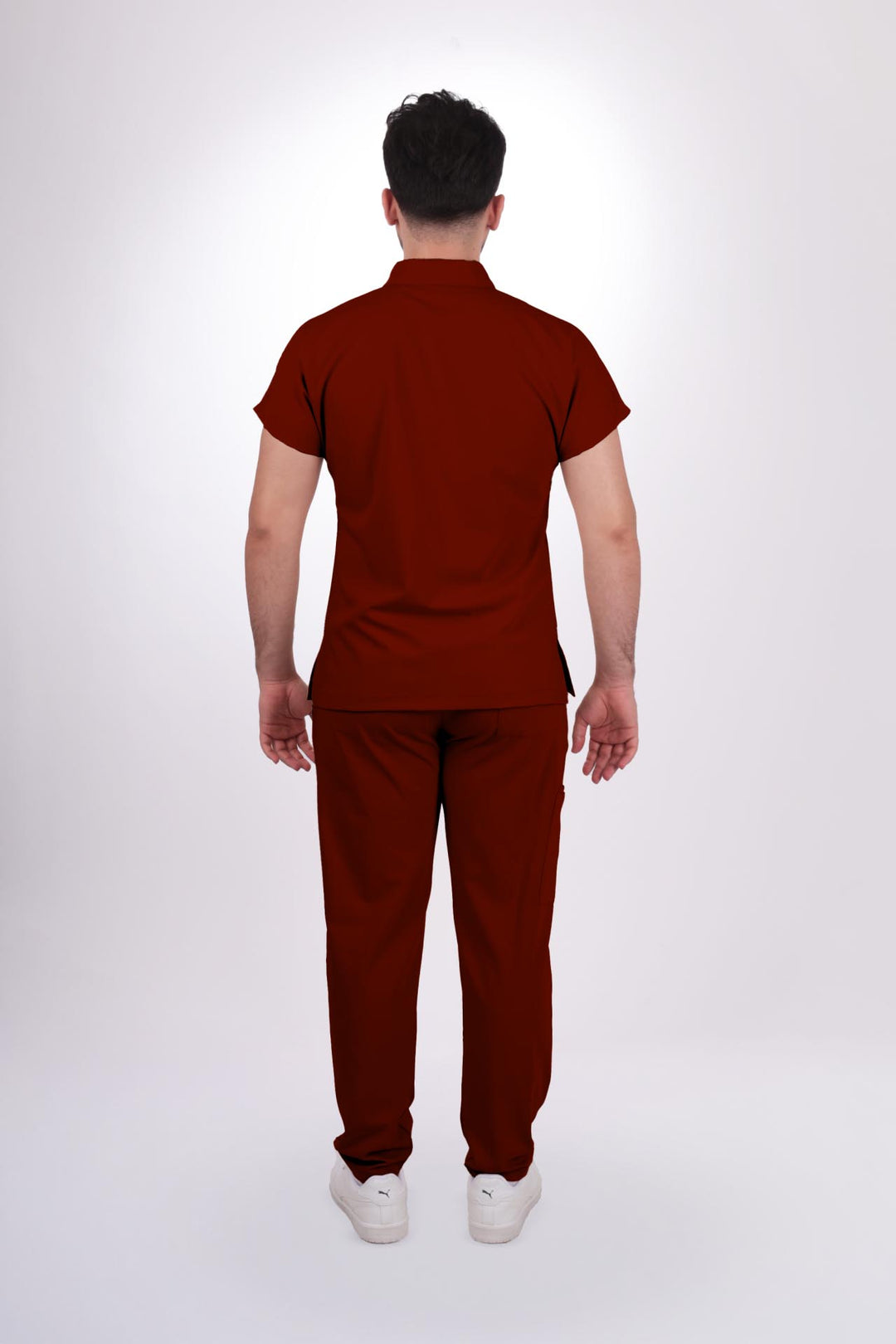 Likralı Zipper Seri Erkek Bordo Üniforma Takımı