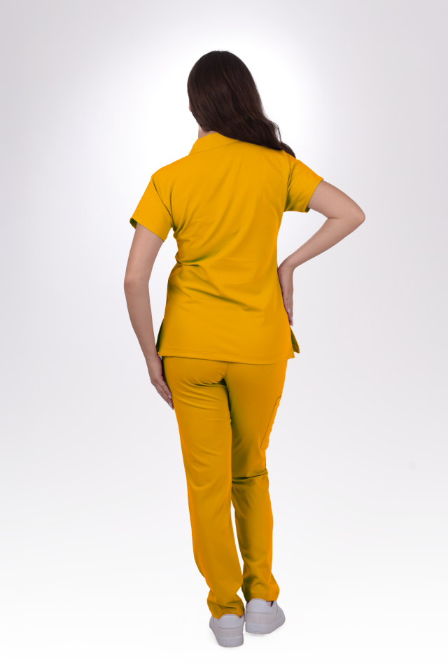 Premium Likralı Zipper Seri Kadın Hardal Sarısı Üniforma Takımı