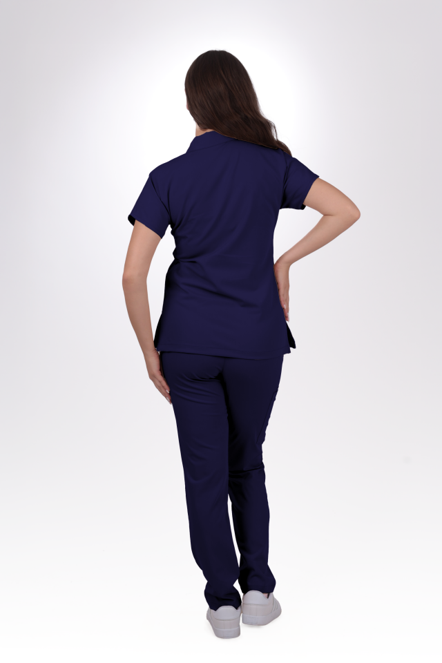 Premium Likralı Zipper Seri Kadın İndigo Lacıvert Üniforma Takımı