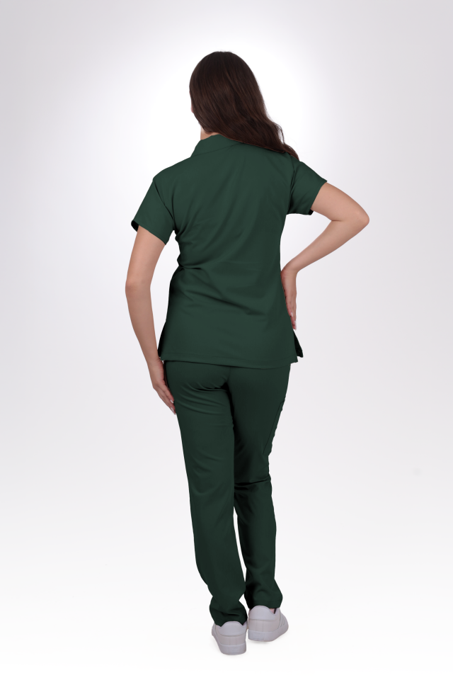 Premium Likralı Zipper Seri Kadın Avcı Yeşili Üniforma Takımı