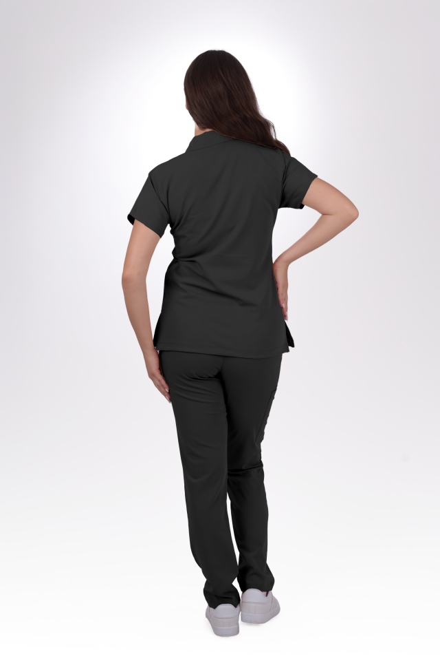 Premium Likralı Zipper Seri Kadın Antrasit Gri  Üniforma Takımı