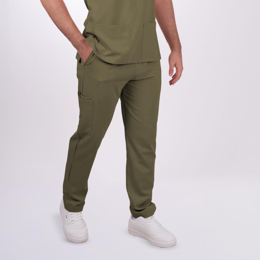 Likralı Zipper Seri Erkek Haki Üniforma Alt