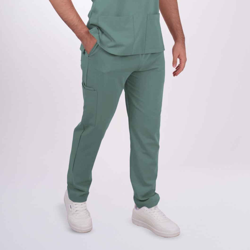 Likralı Zipper Seri Erkek Küf Yeşili Üniforma Alt
