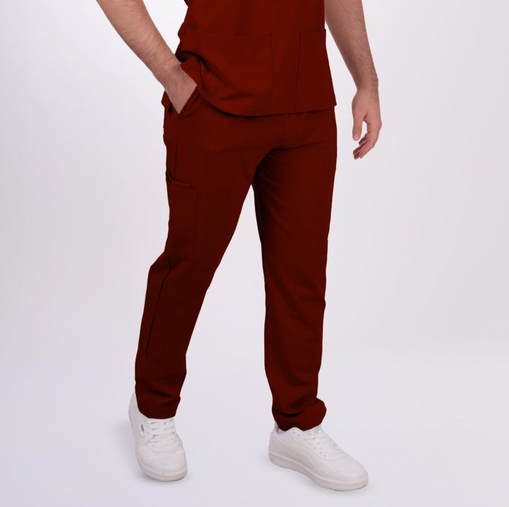 Likralı Zipper Seri Erkek Bordo Üniforma Alt