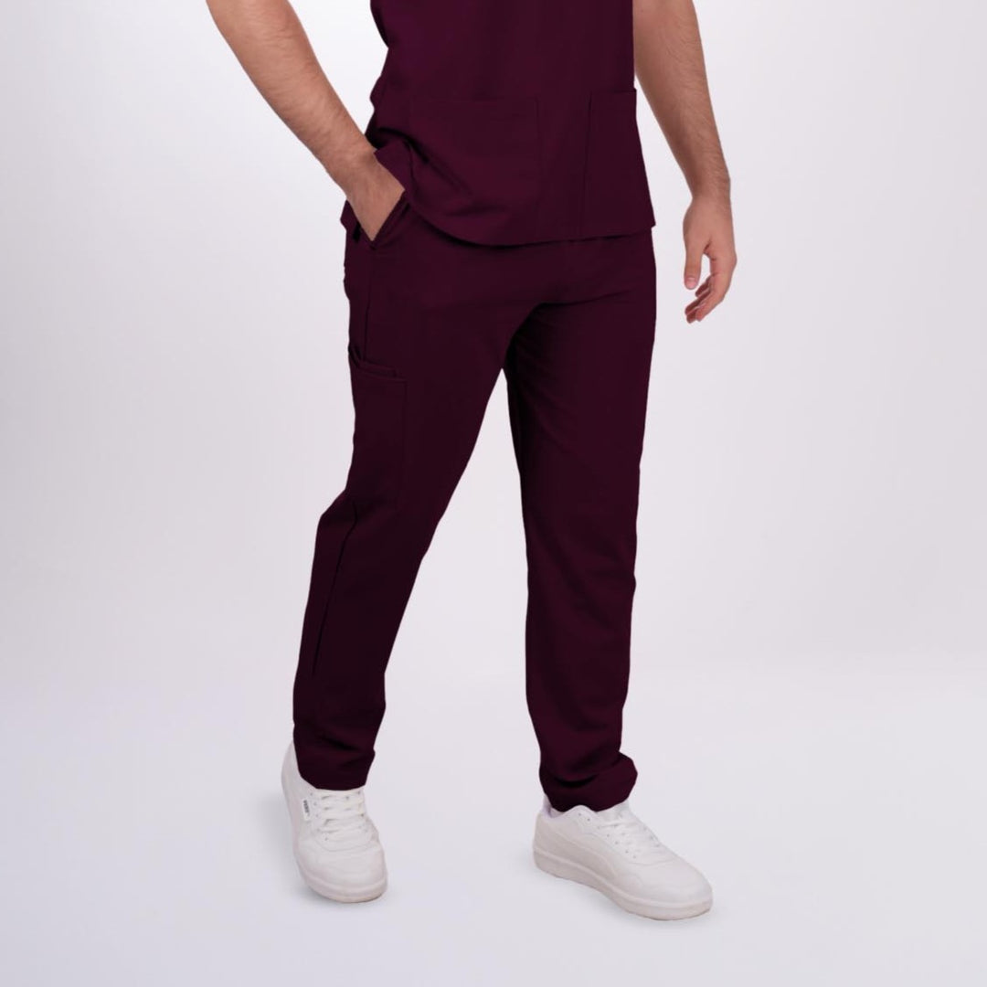Likralı Zipper Seri Erkek Mürdüm Üniforma Alt