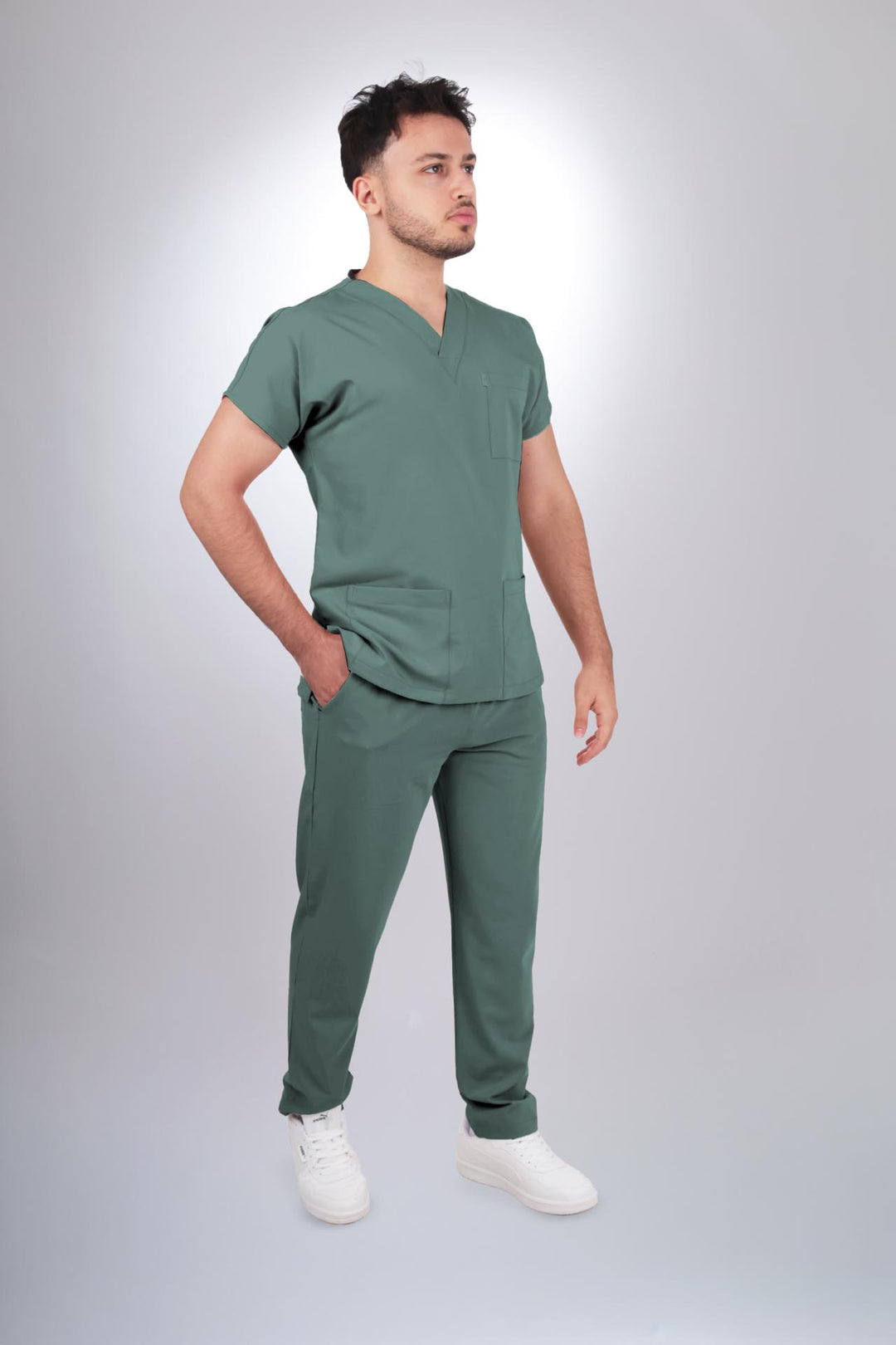 Premium Likralı Klasik Seri Erkek Küf Yeşili Üniforma Üst